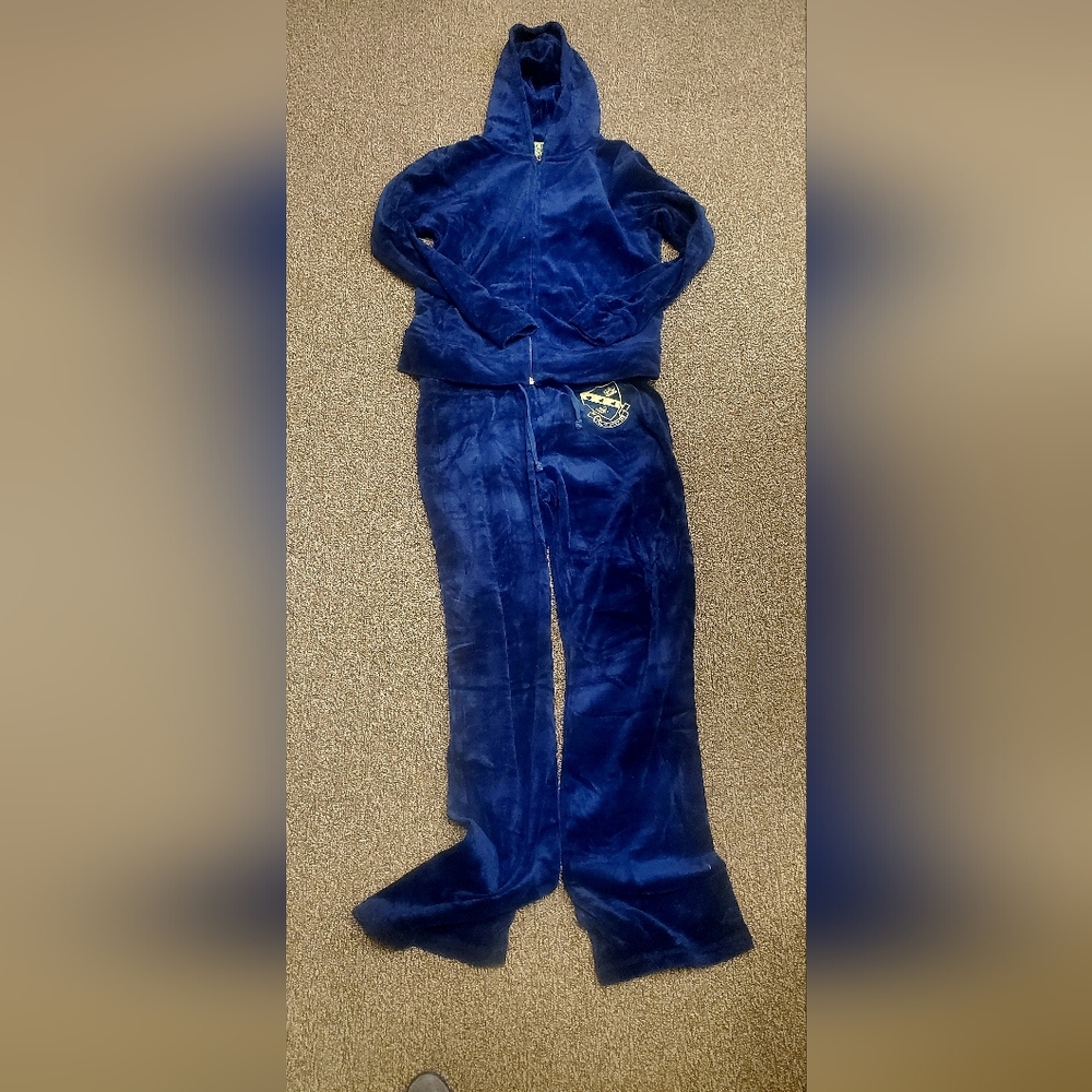 Y2K vintage Juicy Couture Navy royal crest  tracksuit L